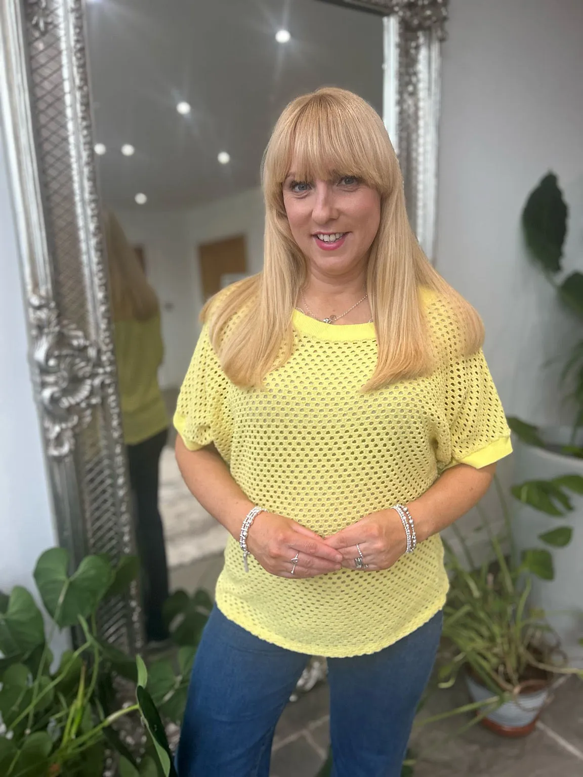 Yellow Multi Hole Knit Top Robyn