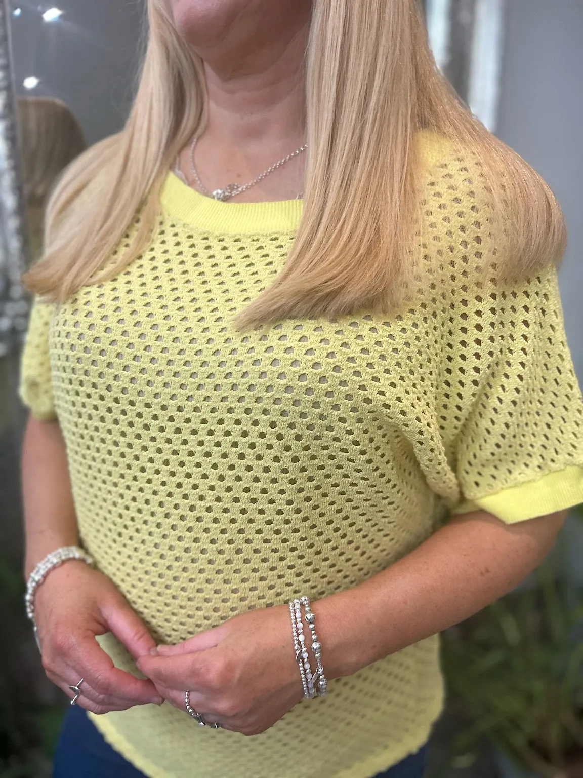Yellow Multi Hole Knit Top Robyn